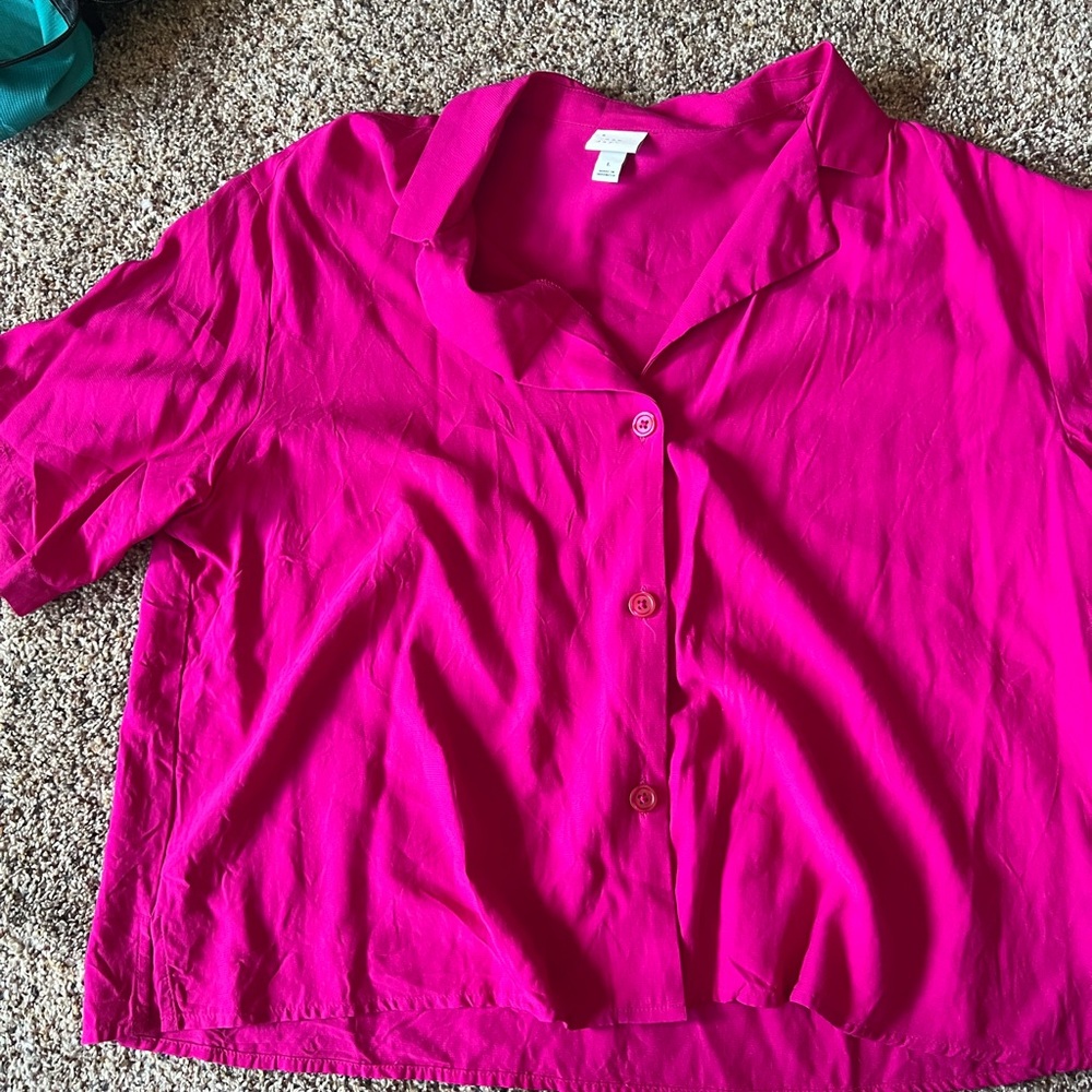 a . new day Women's Fuchsia Button-Down Shirt